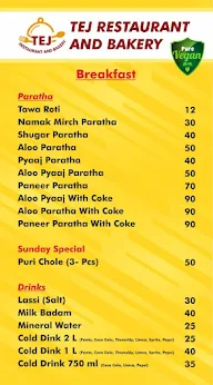 Tej Restaurant And Bakery menu 1