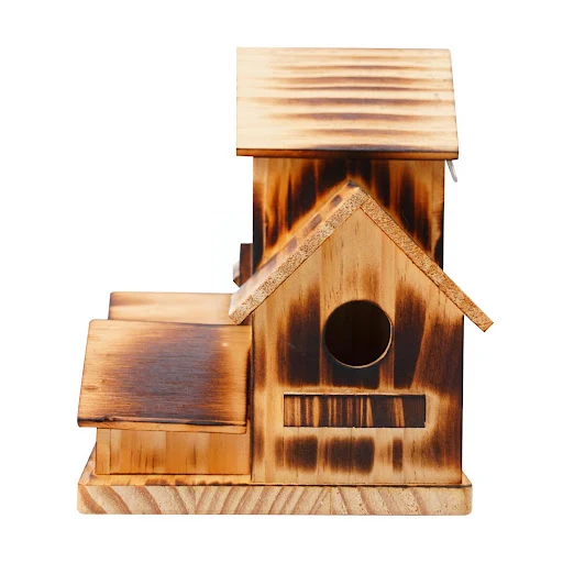 Wooden Bird House Bird Cage Feeding Nest Garden Birdhouse Decoration Backyard Fence Pendant S3q9