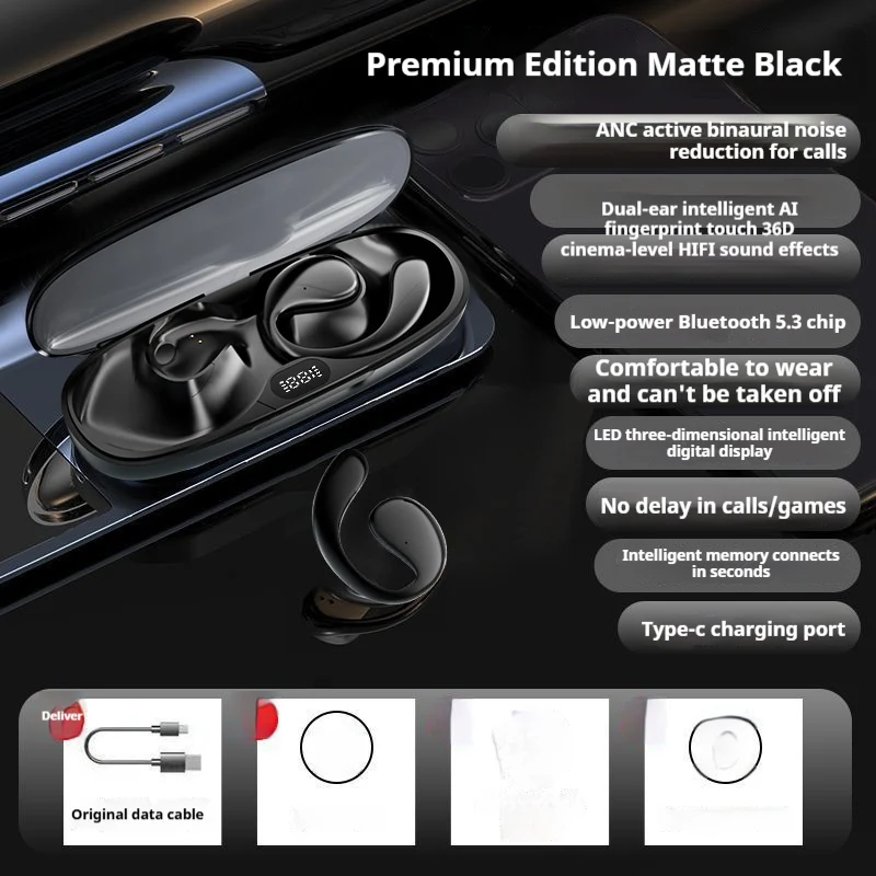 Bone Conduction Bluetooth Headset for Wireless Running and Sports, Open Ear Design, No In-Ear. Enjoy music while staying