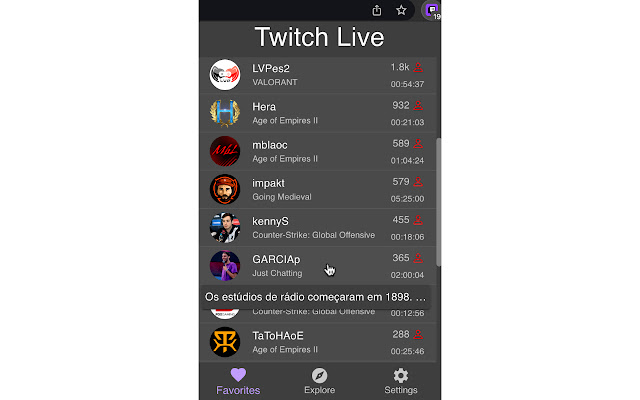 Twitch Live Extension chrome extension