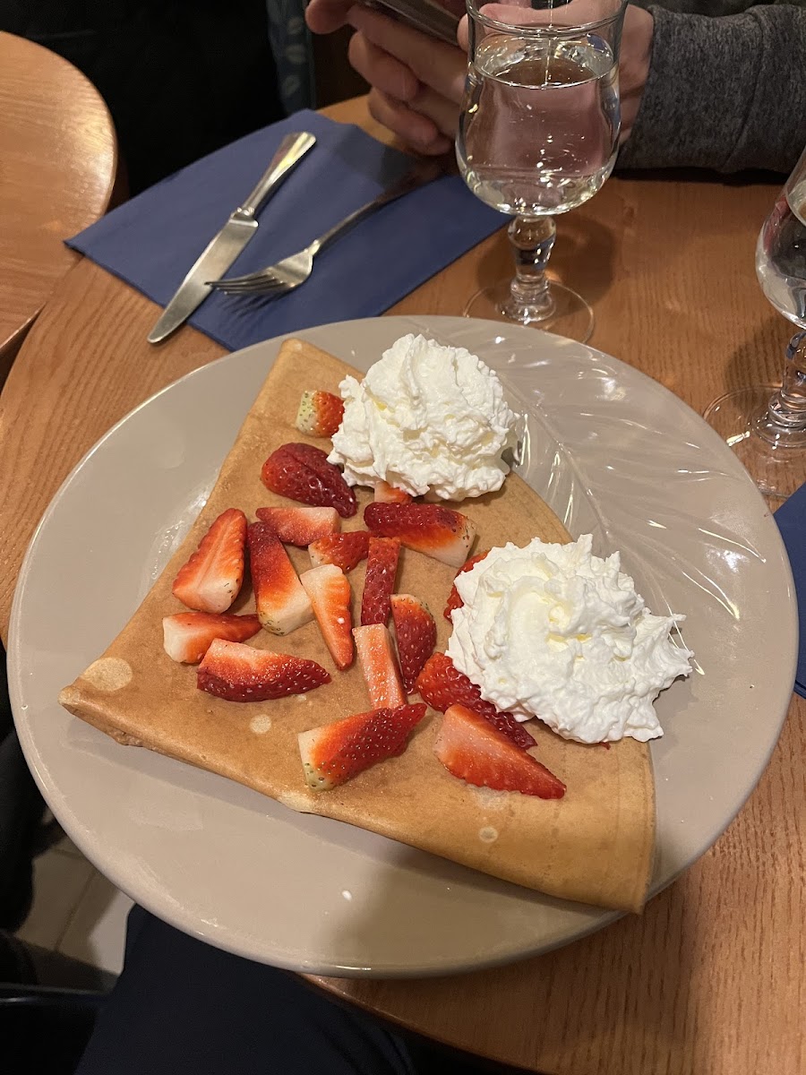 Strawberry and whipped cream crepe