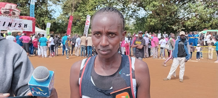 Marion Kibor, the women 21km champion at the Kapsabet Half Marathon