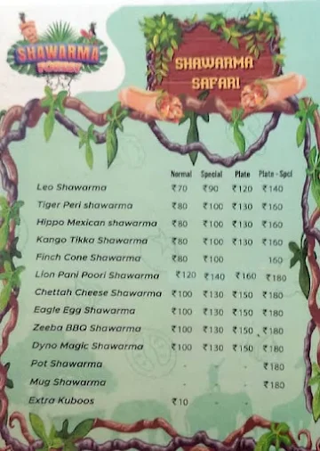 Shawarma Forest menu 