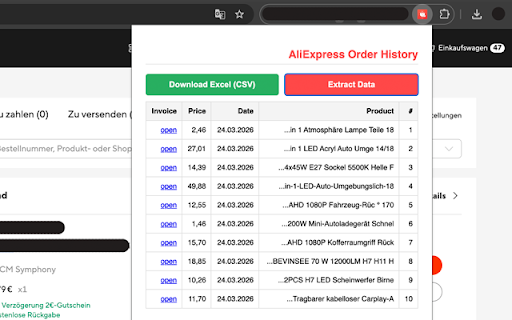 AliExpress Order Exporter screenshot 1