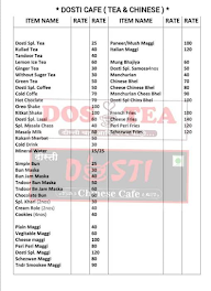 Dosti Tea And Dosti Chinese Cafe menu 3