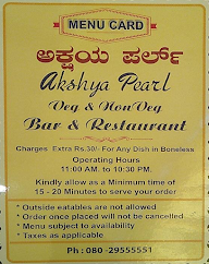 Akshaya Pearl Bar & Restaurants menu 1