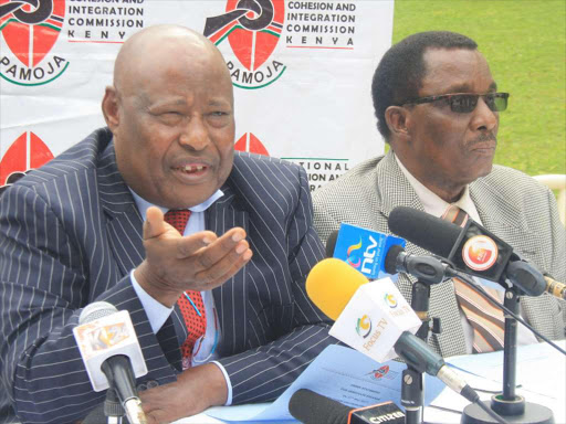 Former NCIC chairman Francis ole Kaparo during a media briefing.