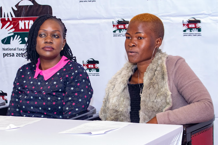 The Kenyan Network of Cancer Organizations (KENCO) Executive Director Phoebe Ongadi and Hellen Nafula from Den of Hope during a media briefing on March 20, 2024