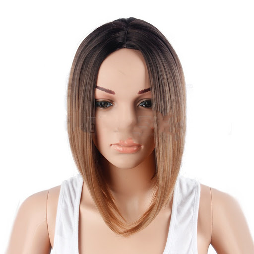 Title 2, Black brown gradient short ladies wig cover, pr...