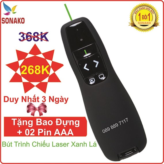 Bút Trình Chiếu Tia Laser Xanh R400 Powerpoint