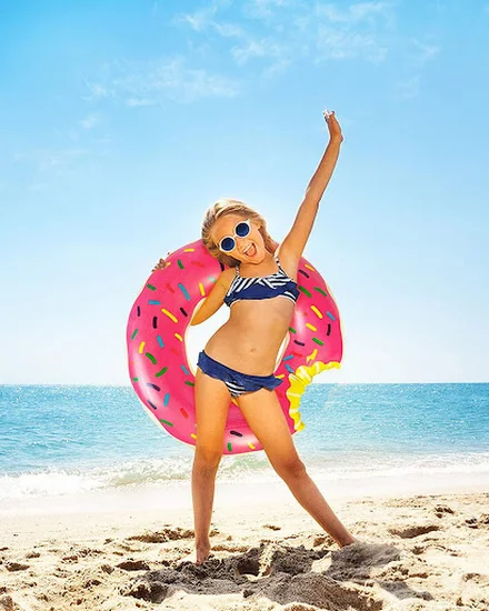 Inflatable Donut Swimming Ring Giant Pool Float Toy Circl... - 2