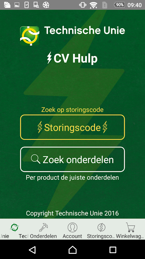 Android application Technische Unie CV Hulp screenshort