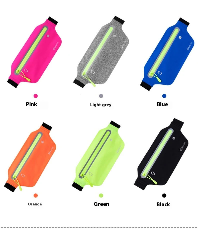 Ultra-thin running waterproof portable close-fitting reflective sports phone waist bag. Securely carry your phone while 