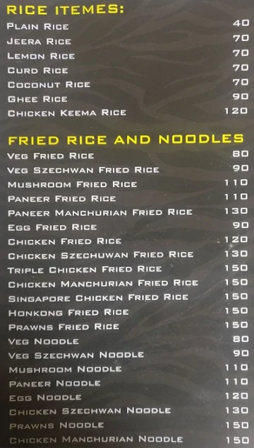 Zebra Spot Restaurant menu 