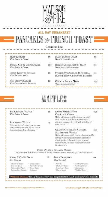 Madison & Pike menu 