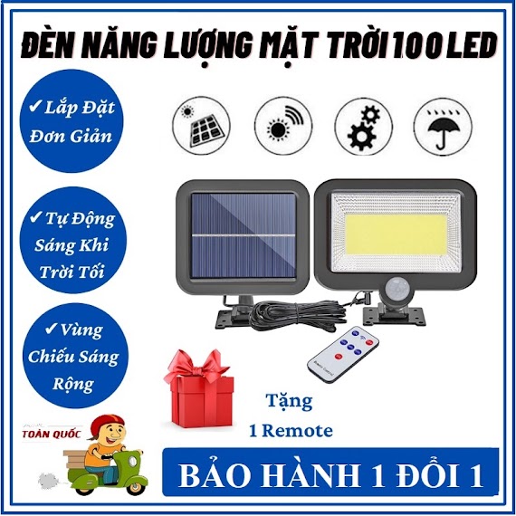 Đèn 100 Led Siêu Sáng Pin Tách Rời Đèn Năng Lượng Mặt Trời Cảm Ứng Hồng Ngoại Đèn Pha Led Đèn Led