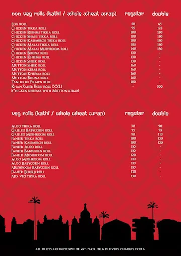 Khan Saheb Grills and Rolls menu 