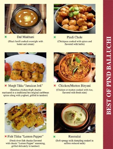 Pind Balluchi menu 