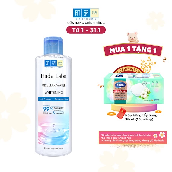 Nước Tẩy Trang Sạch Sâu Dưỡng Trắng Hada Labo Micellar Water Whitening 240Ml/Chai