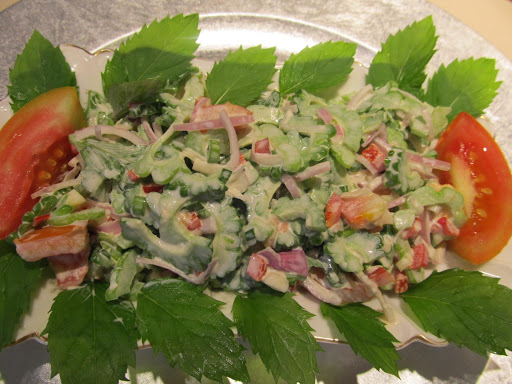 A delicious Ampalaya (Bitter Gourd) salad.