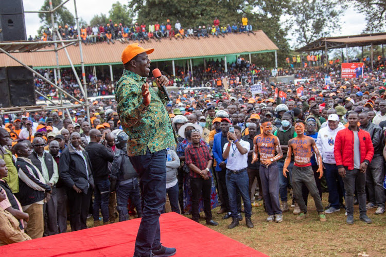 Kakamega Governor Wycliffe Oparanya addressing Bungoma supporters on July 22,2022.