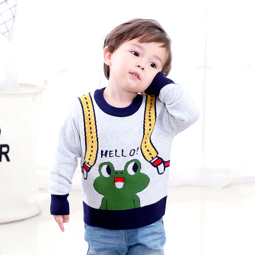 Title 5, Boys all-match suspenders frog knitted sweater...