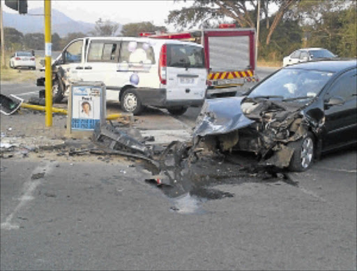 CRASH: A female driver was injured in this accident near Magugu in Nelspruit. Photo: Riot Hlatshwayo