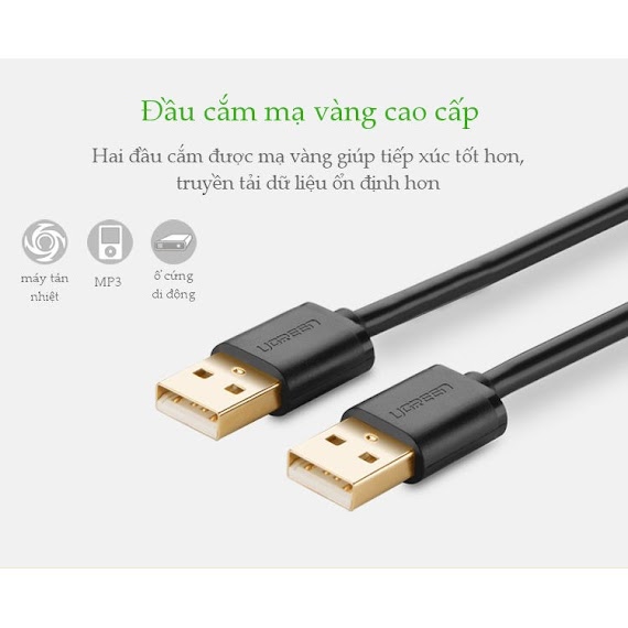 Cáp Usb 2.0 2 Đầu Đực 3M Ugreen 30136 - Hàng Chính Hãng Bảo Hành 18 Tháng