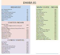 Dhaba 85 menu 1