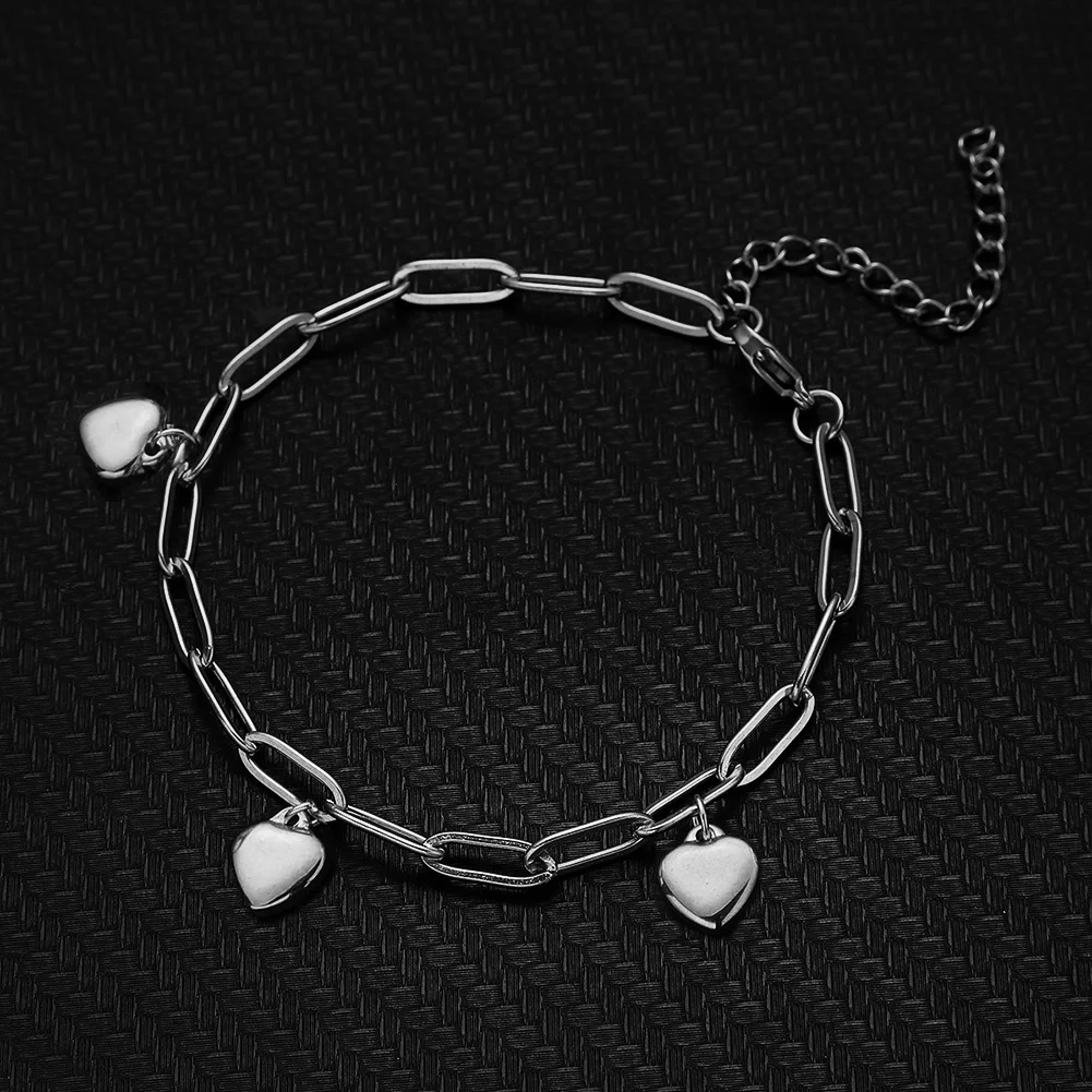 Title 5, RVS hart hanger en dames armband met vierkante ...