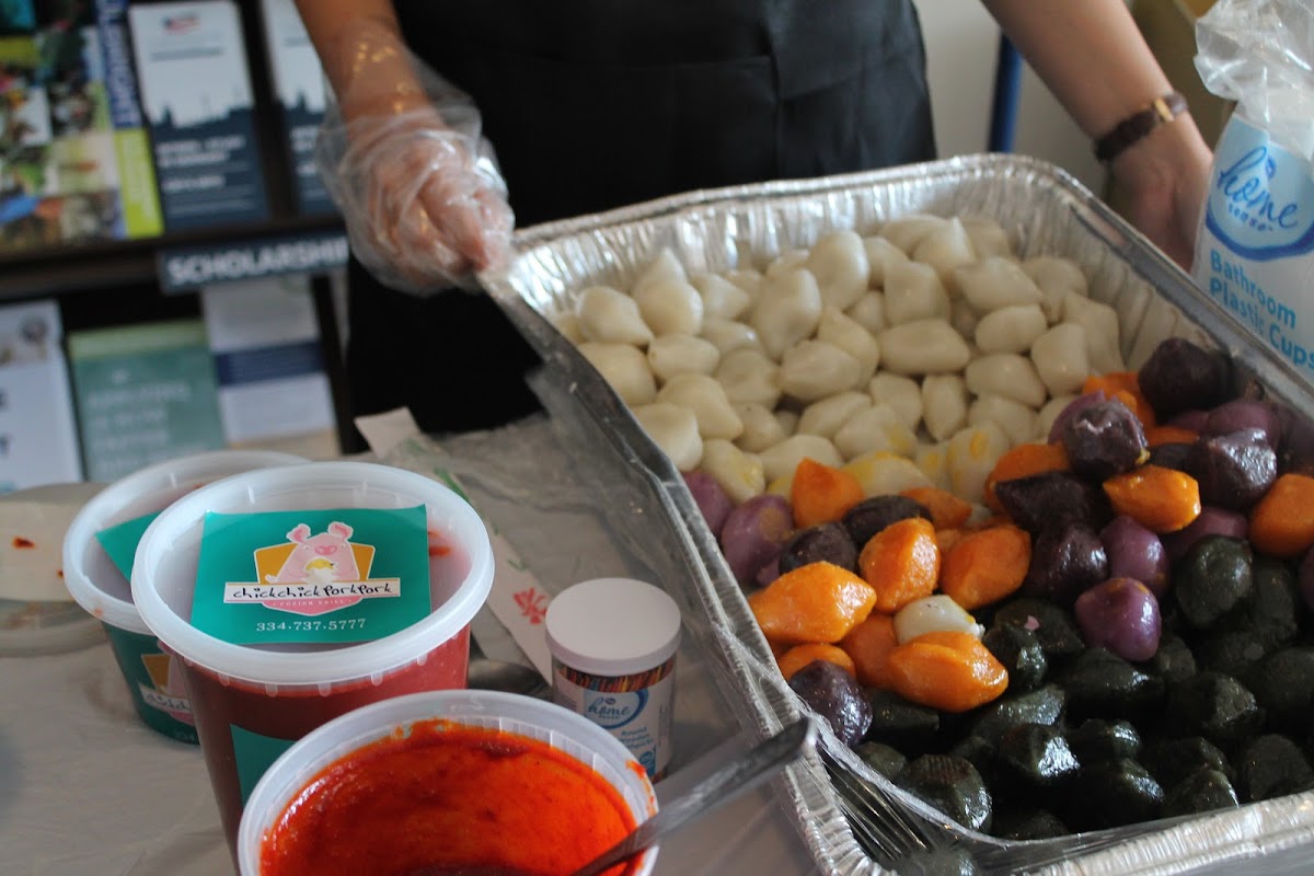 Chuseok, Korean Thanksgiving Celebration food spread on table in Foy lobby