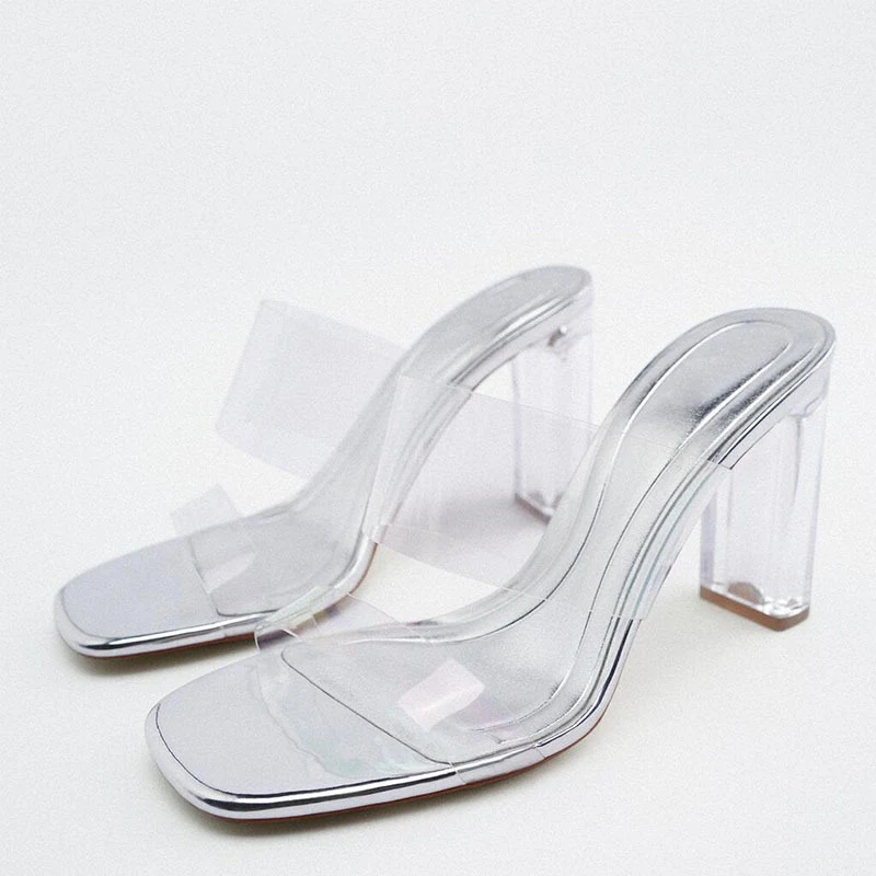 Dames zilveren transparante kristallen high heels. Schitterende elegantie voor speciale gelegenheden. Verhoog uw stijl met glamour.