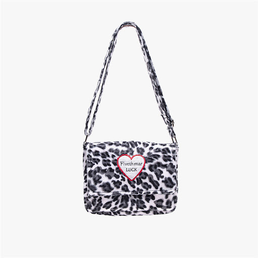 Title 3, Leopard Print Plush Embroidery One-shoulder Mes...