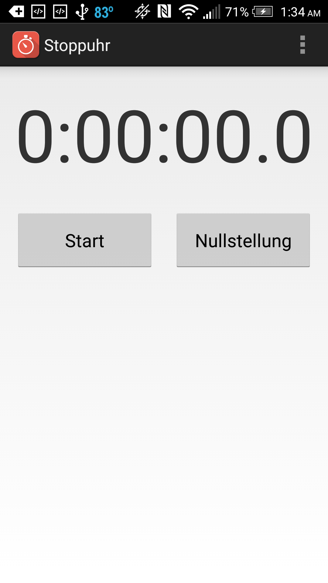 Android application Stopwatch screenshort