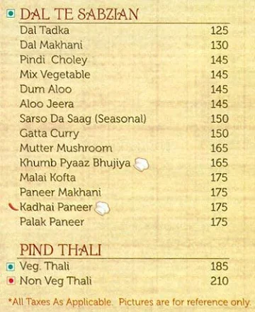 Pind Balluchi Express menu 