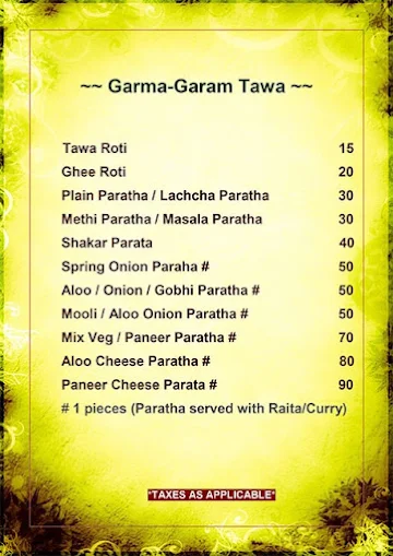 Rajasthani Charbhuja Restaurant menu 