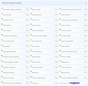 Hy Way Lounge menu 