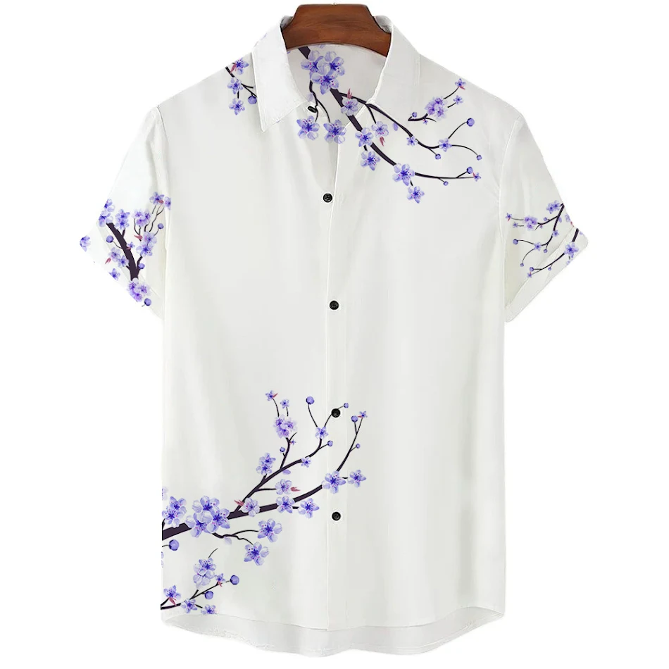 T-shirt homme été à manches courtes, imprimé motif végétal, casual et tendance. Vêtement de qualité supérieure, facile à assortir, pour un look moderne.