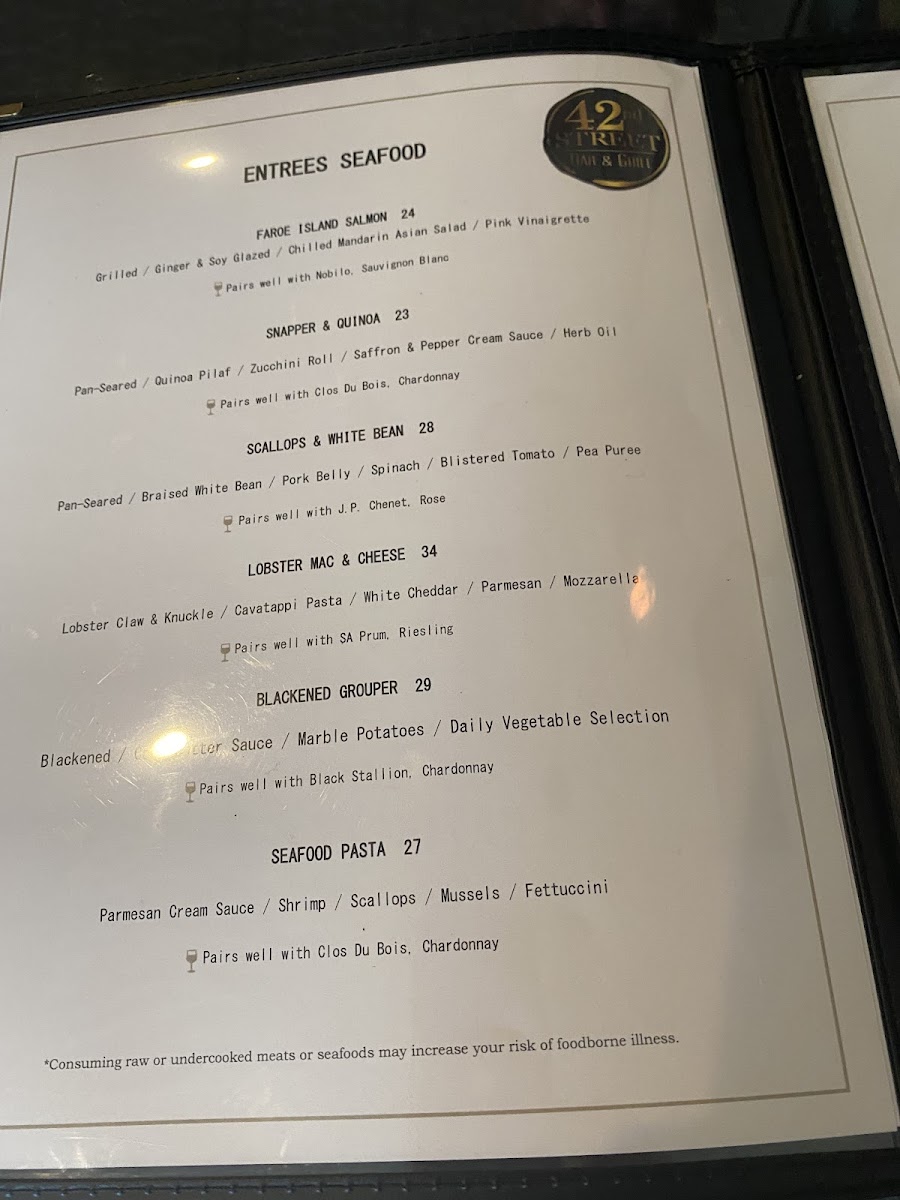 42nd Street Bar and Grill gluten-free menu