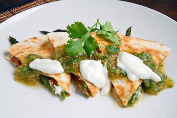 Roast Asparagus and Caramelized Mushroom Quesadillas with Goat Cheese Recipe