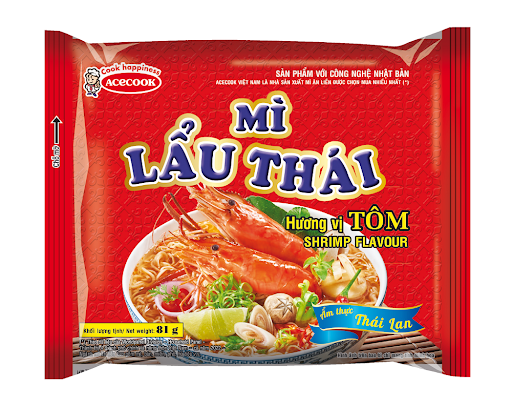 Thùng 30 gói Mì lẩu thái Acecook hương vị tôm 81g