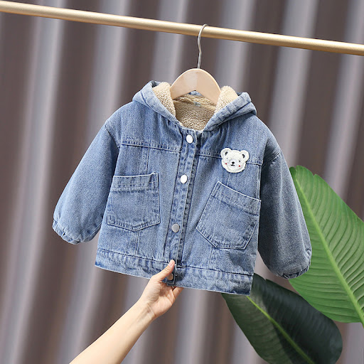 Title 7, Boys Thickened Plus Velvet Denim Jacket for Sm...