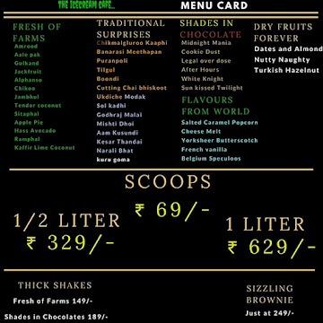 Flavours Of Life The Icecream Cafe menu 