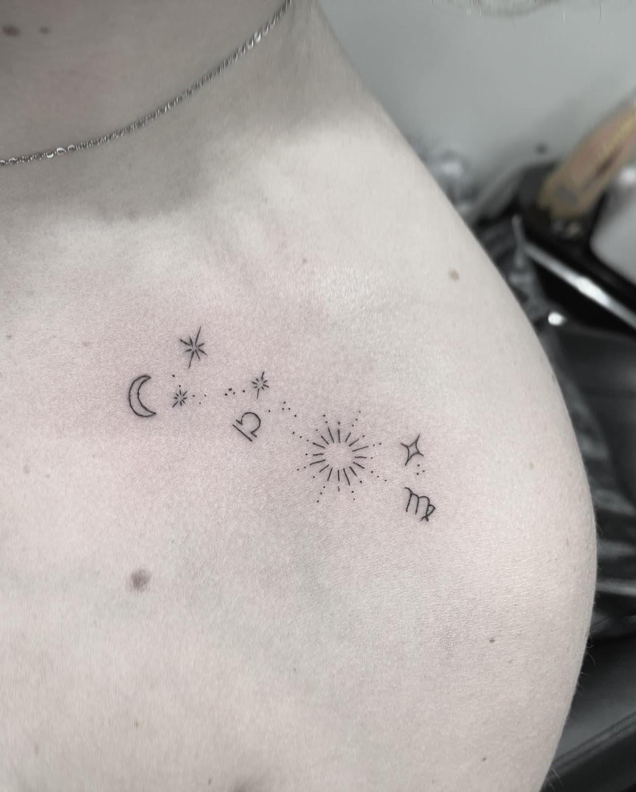 Beautiful Tattoo with multiple stars