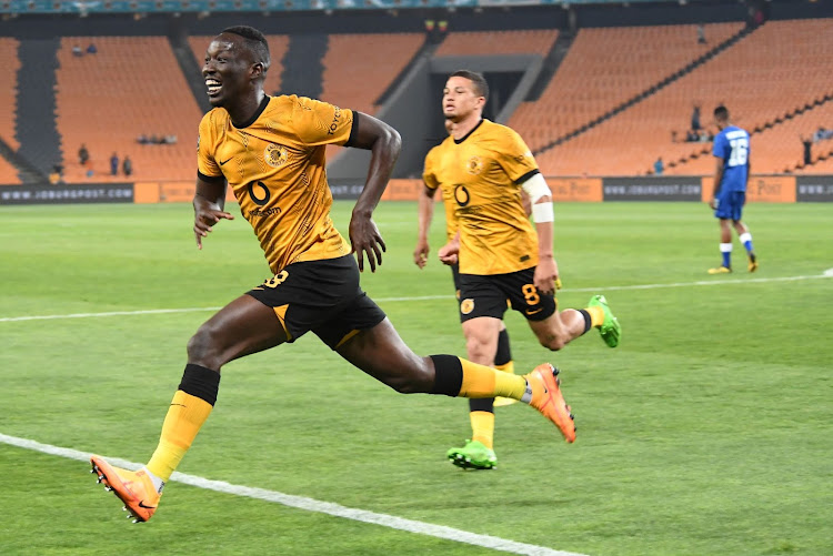 Kaizer Chiefs striker Caleb Bimenyimana celebrates his goal during the DStv Premiership match against SuperSport United at FNB Stadium on September 17.