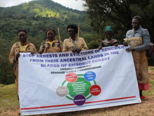 Sengwer women hold a peaceful protest in Embobut in August 1, 2018. /STEPHEN RUTTO