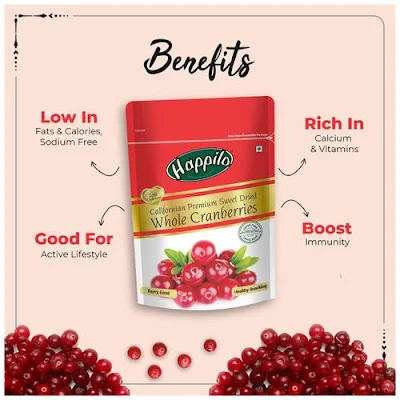 Happilo Californian Premium Sweet Dried - Whole Cranberries - 200 gm