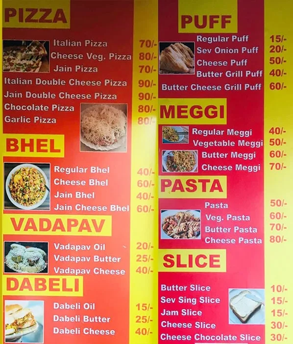 Purohit Sandwich menu 