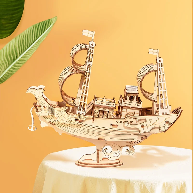 Puzzle in legno Modello di nave Giocattoli per bambini ragazze Regalo di compleanno Sviluppa creatività e capacità motorie divertendosi