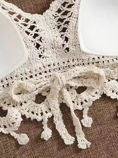 Title 2, Lace-up Halterneck Exposed Vest Female Openwork...